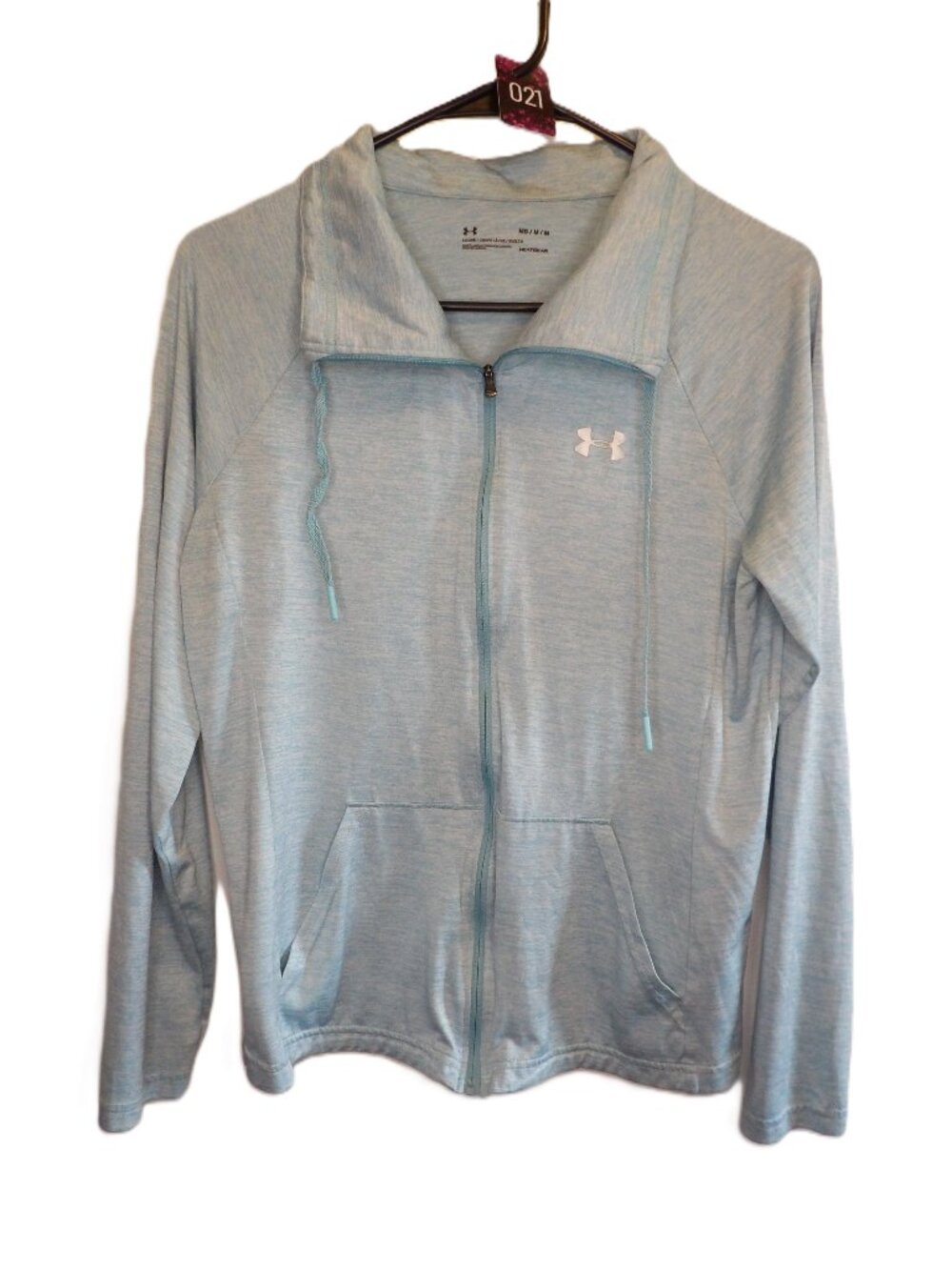 Under Armour, Light blue, loose Dri-fit zip up ling sleeve (Women's Medium)